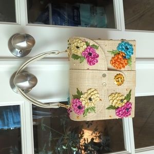 Vintage 1960s Straw Purse Bag Tote